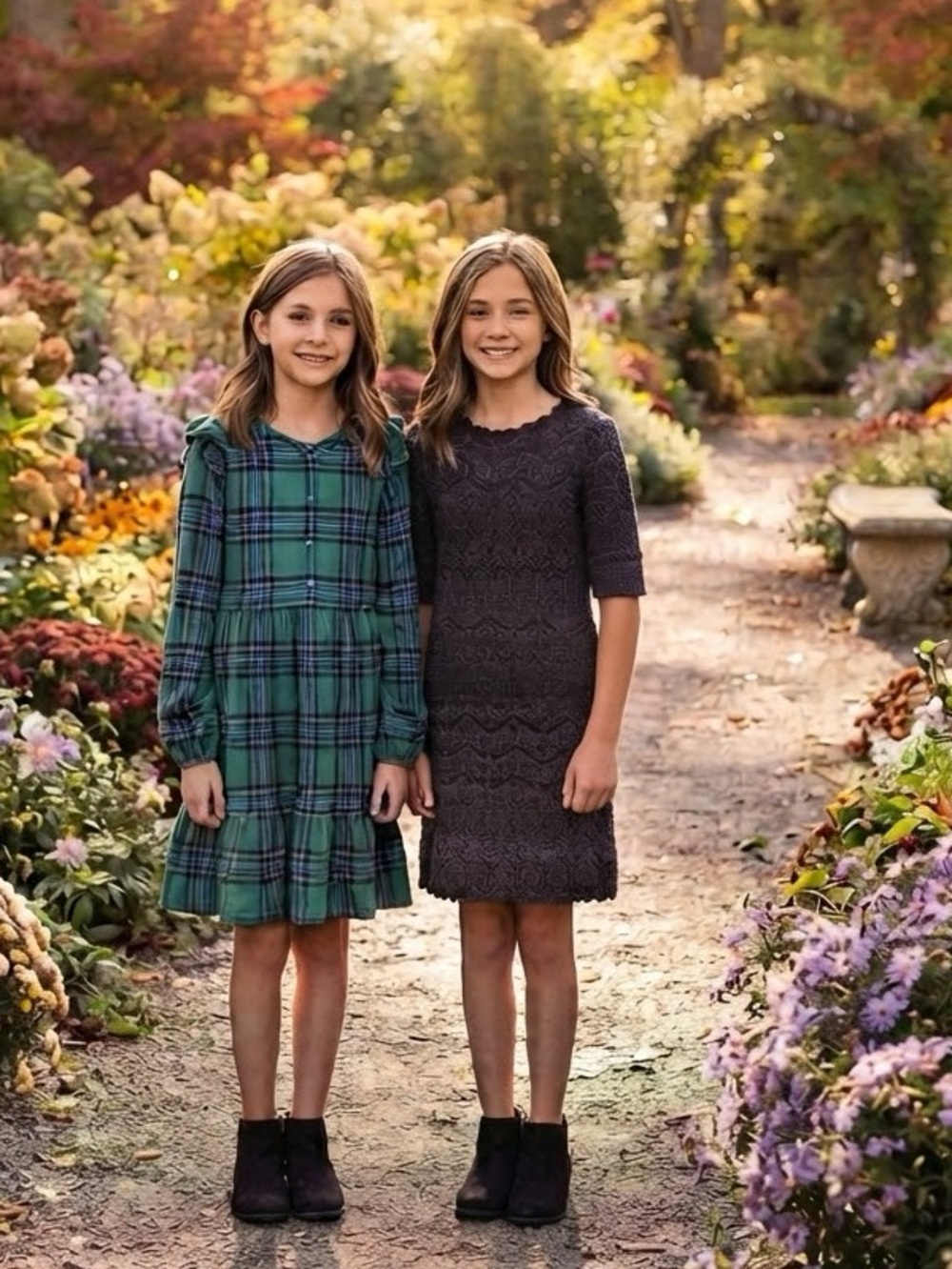 Girls Dresses (2) - cat & jack size 10 12 - sweater dress + flannel dress